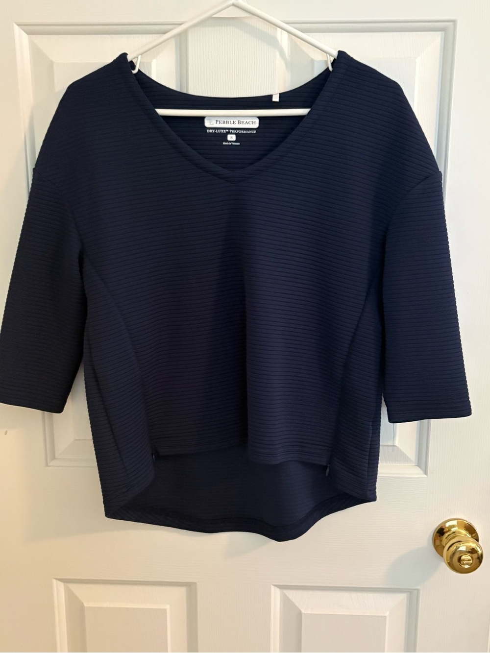 Pebble Beach Navy Dry Luxe V-Neck Women's Golf Top